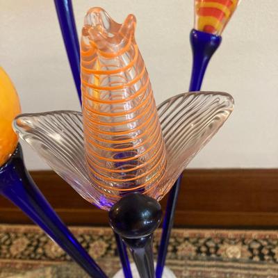 Italian Art Glass Flowers and Vase
