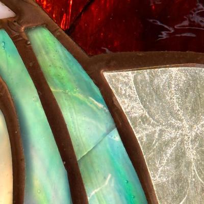 Peacock Stained Glass Oval Window