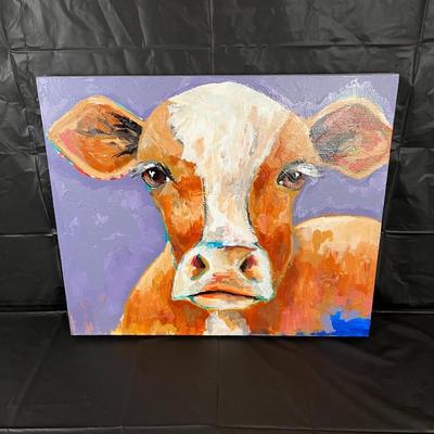 Charming Original Signed Cow Painting by Cassandra Shaw