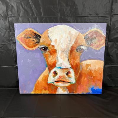 Charming Original Signed Cow Painting by Cassandra Shaw