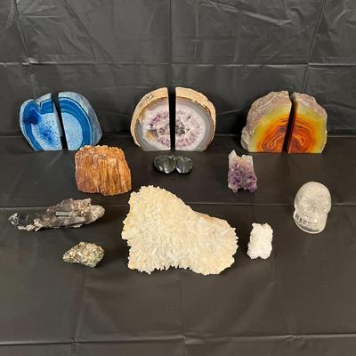Lot of 11 Crystal Specimens incl. Amethyst Petrified Wood Quartz and More!