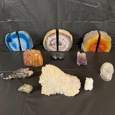 Lot of 11 Crystal Specimens incl. Amethyst Petrified Wood Quartz and More!