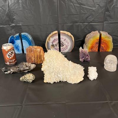 Lot of 11 Crystal Specimens incl. Amethyst Petrified Wood Quartz and More!