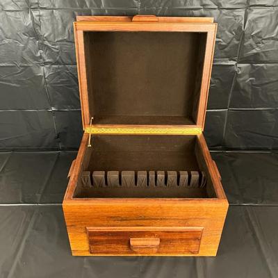 Beautiful Vintage Natural Wood Sterling Flatware Storage Box