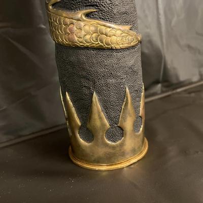 Large WW2 POW Trench Art Cabanatuan Metal Bullet Statue with Brass or Bronze Dragon Design