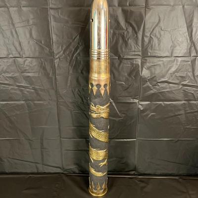 Large WW2 POW Trench Art Cabanatuan Metal Bullet Statue with Brass or Bronze Dragon Design