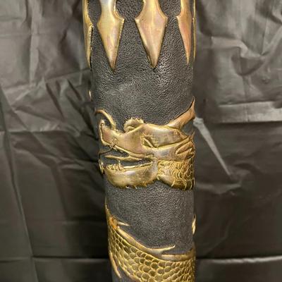 Large WW2 POW Trench Art Cabanatuan Metal Bullet Statue with Brass or Bronze Dragon Design