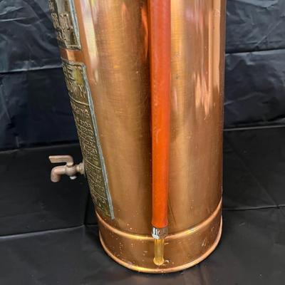 Antique Copper Red Top Fire Extinguisher in Excellent Condition