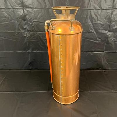 Antique Copper Red Top Fire Extinguisher in Excellent Condition