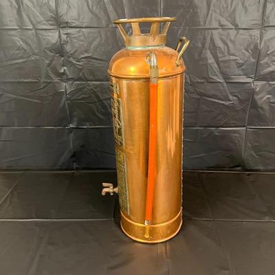 Antique Copper Red Top Fire Extinguisher in Excellent Condition
