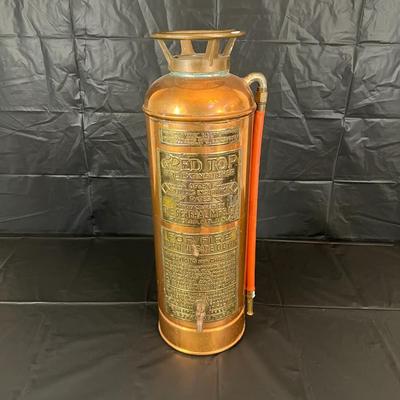 Antique Copper Red Top Fire Extinguisher in Excellent Condition