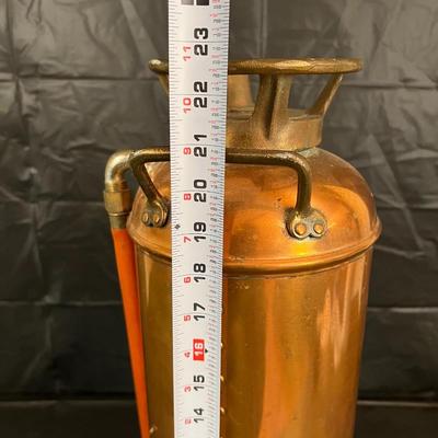 Antique Copper Red Top Fire Extinguisher in Excellent Condition