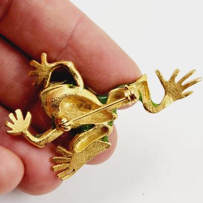 FUN FROG GOLD TONED BROOCH