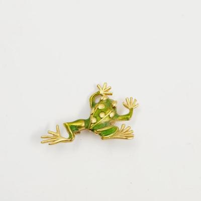 FUN FROG GOLD TONED BROOCH