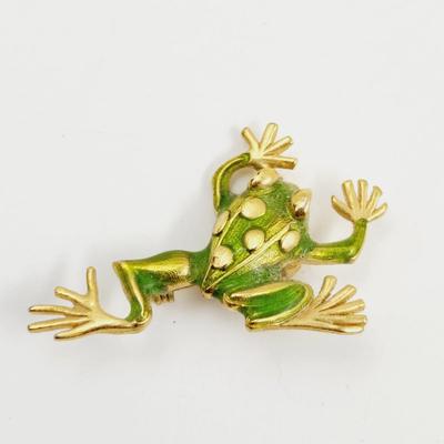 FUN FROG GOLD TONED BROOCH