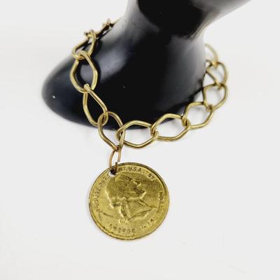 GOLD TONED QUARTER CHAIN BRACELET