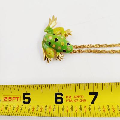 FUN GOLD TONED FROG PIN WITH NECKLACE