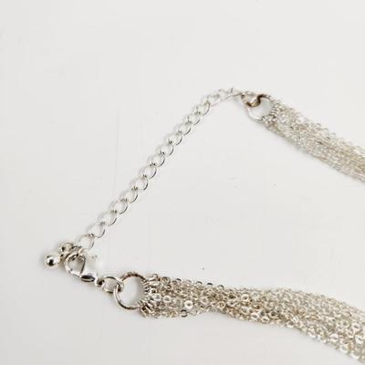 SILVER TONED MULTI CHAIN HEART NECKLACE