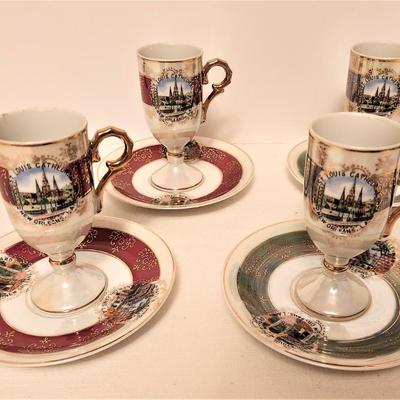 Lot #61 Set of 4 Vintage Lustre Ware New Orleans Cafe Brulot Cups