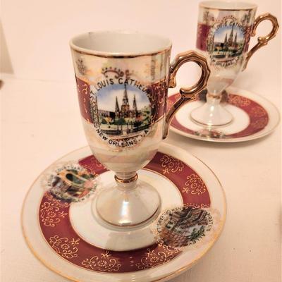 Lot #61 Set of 4 Vintage Lustre Ware New Orleans Cafe Brulot Cups