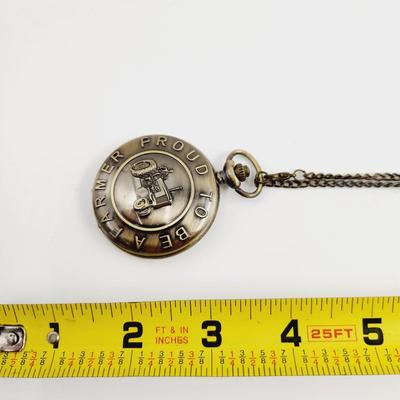ANTIQUED FINISH PROUD TO BE A FARMER POCKET WATCH