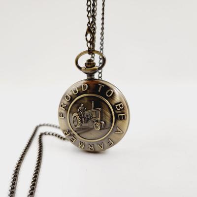 ANTIQUED FINISH PROUD TO BE A FARMER POCKET WATCH