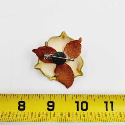 HAND CRAFTED LEATHER FLOWER PIN