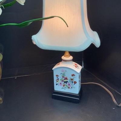 1519 Chinese Tea Jar Lamp & Faux Orchids