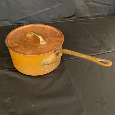 Lot of 2 Waldow NY Vintage Copper Sauce Pans Pots with One Lid