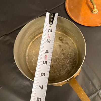 Lot of 2 Waldow NY Vintage Copper Sauce Pans Pots with One Lid