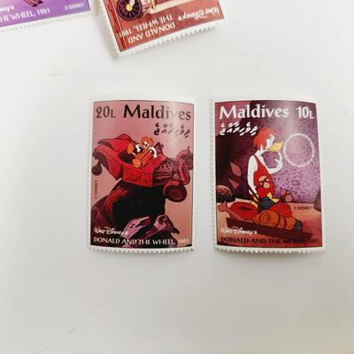 DISNEY CHARACTERS ANGUILLA & MALDIVES 9 PC STAMPS