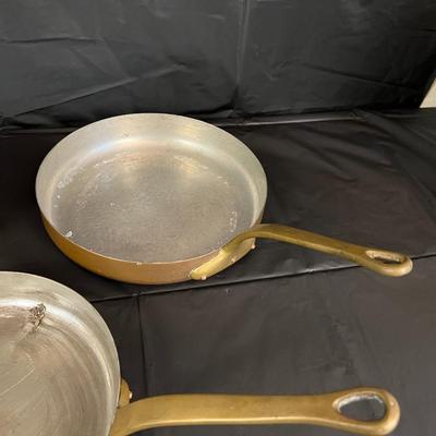 Lot of 3 Copper Pans with Brass Handles Made in France