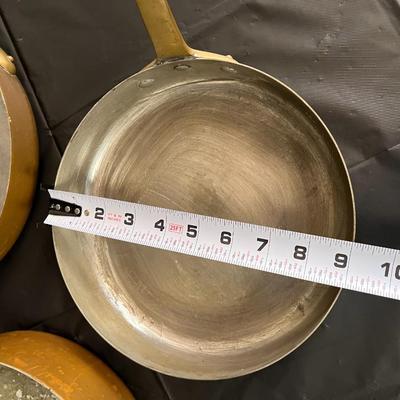 Lot of 3 Copper Pans with Brass Handles Made in France