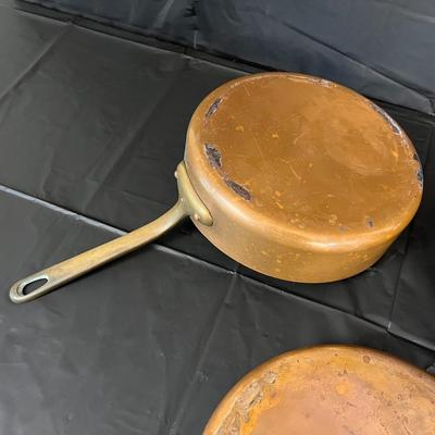 Lot of 3 Copper Pans with Brass Handles Made in France