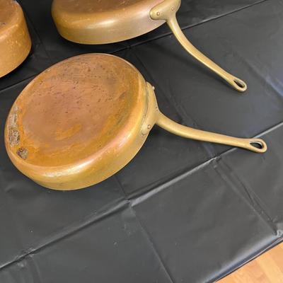 Lot of 3 Copper Pans with Brass Handles Made in France