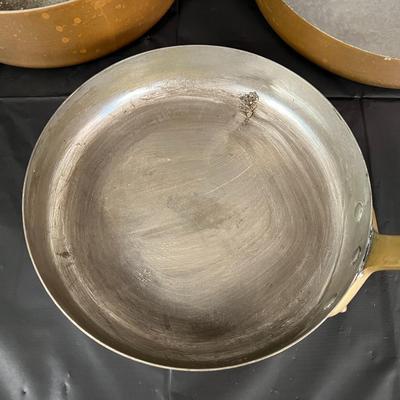 Lot of 3 Copper Pans with Brass Handles Made in France