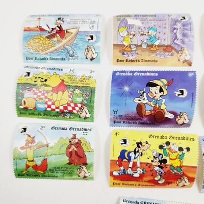 DISNEY CHARACTERS GRENADA & GRENADA GRENADINES 18 PC STAMPS