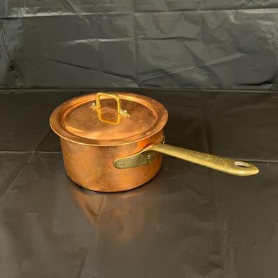 Gorgeous Copper Sauce Pan and Lid with Brass Handle Made in Italy