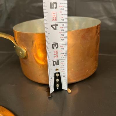 Gorgeous Copper Sauce Pan and Lid with Brass Handle Made in Italy