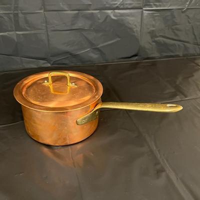 Gorgeous Copper Sauce Pan and Lid with Brass Handle Made in Italy