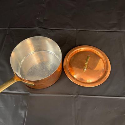 Gorgeous Copper Sauce Pan and Lid with Brass Handle Made in Italy