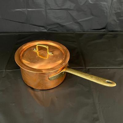 Gorgeous Copper Sauce Pan and Lid with Brass Handle Made in Italy