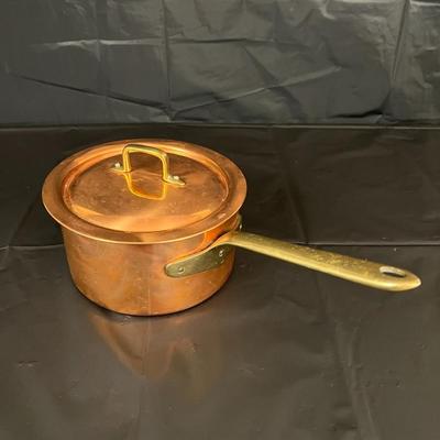 Gorgeous Copper Sauce Pan and Lid with Brass Handle Made in Italy