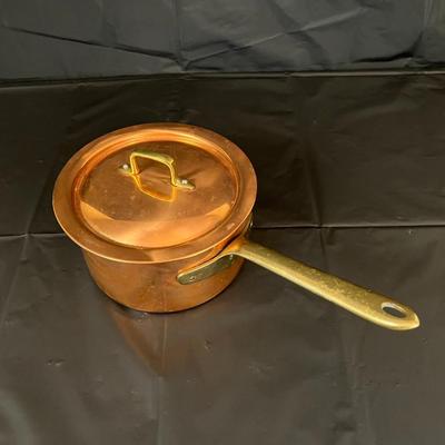 Gorgeous Copper Sauce Pan and Lid with Brass Handle Made in Italy