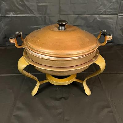 Vintage Copper Warmer Chafing Dish with Stamp