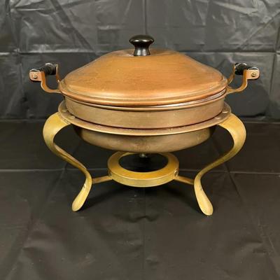 Vintage Copper Warmer Chafing Dish with Stamp
