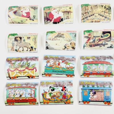 DISNEY CHARACTERS CHRISTMAS THEME 19 PC STAMPS