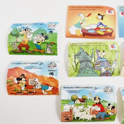 DISNEY CHARACTERS GRANADA GRENADINES 12 PC STAMPS