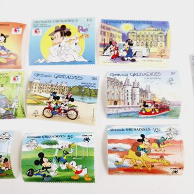DISNEY CHARACTERS GRANADA GRENADINES 12 PC STAMPS
