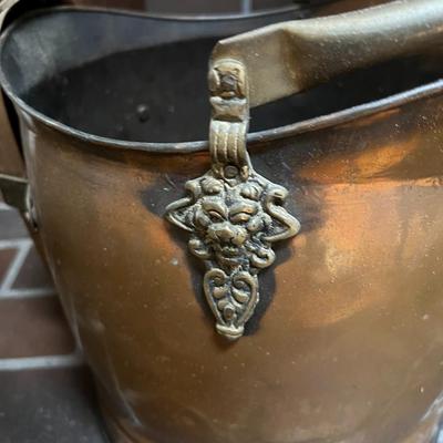 Lot of 3 Antique Copper and Brass Coal Scuttle Buckets with Handles